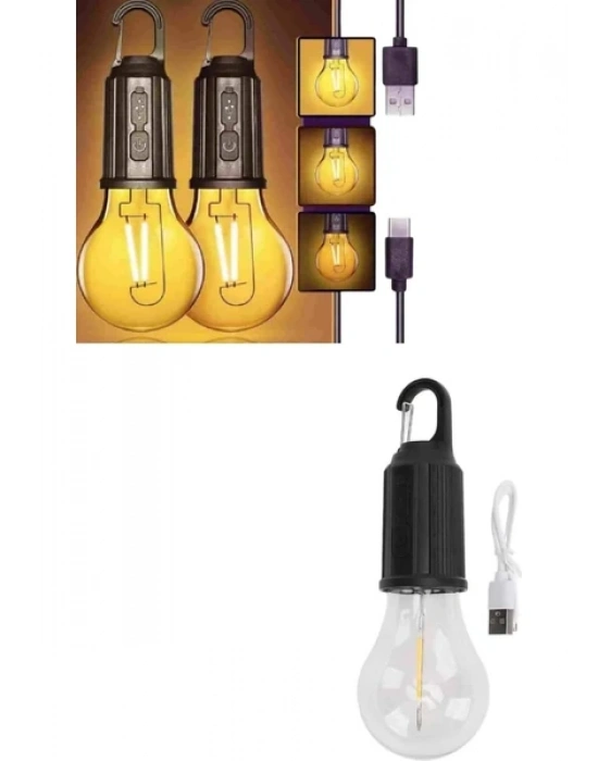 Egonex 3 Farklı Mod Ledli Şarjlı Asma Kancalı Kamp Lambası Taşınabilir Ampul T01-B