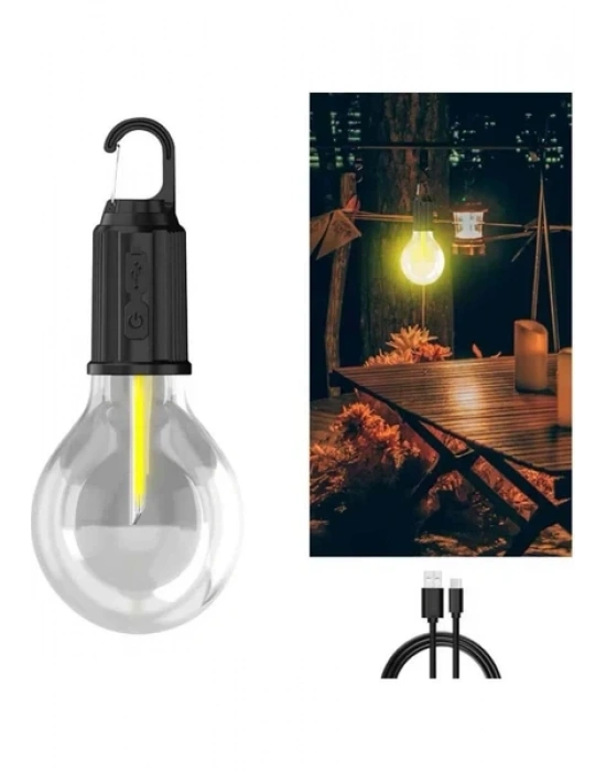 Egonex 3 Farklı Mod Ledli Şarjlı Asma Kancalı Kamp Lambası Taşınabilir Ampul T01-B