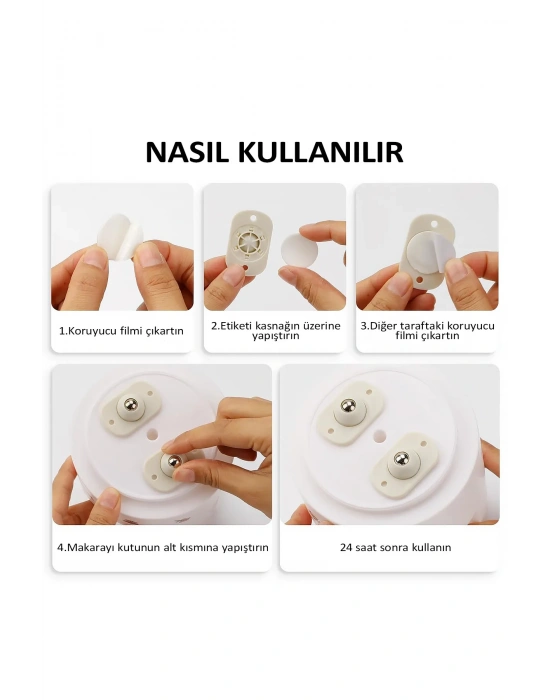 Egonex 4 Adet Pratik 360 Derece Döner Tekerlek Bilyeli Eşya Kaydırma Aparatı Yapışkanlı Mini Tekerlekler