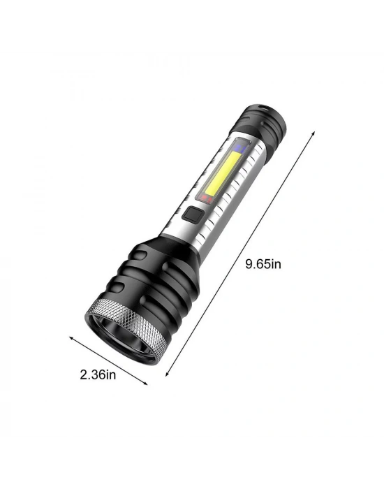 Egonex ​​5w Cob Ve Led Şarj Edilebilir El Feneri - Siyah