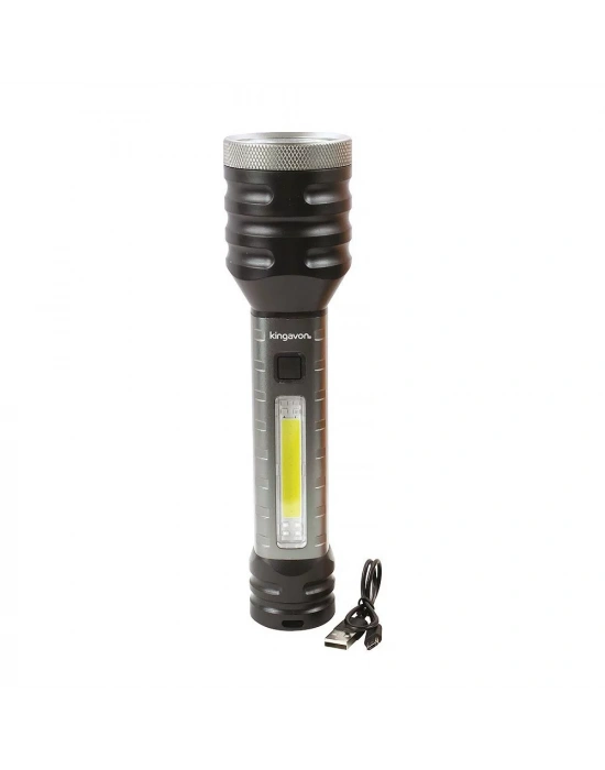 Egonex ​​5w Cob Ve Led Şarj Edilebilir El Feneri - Siyah