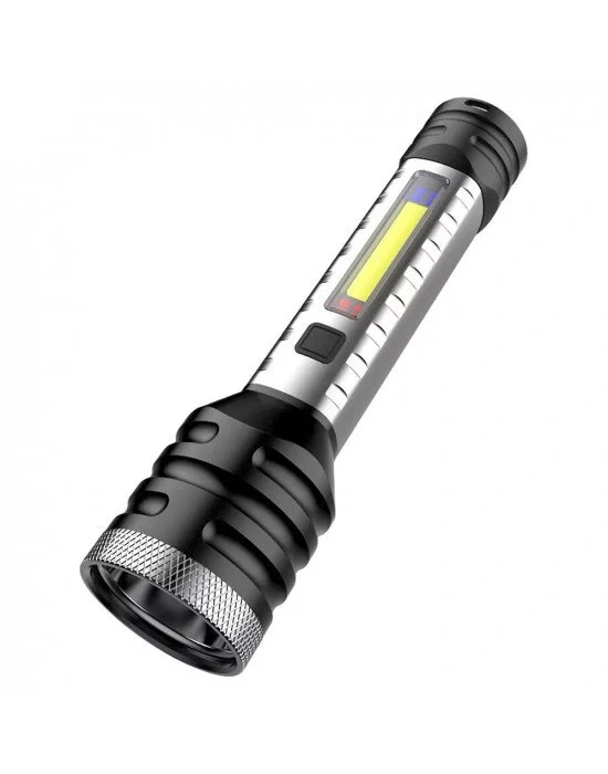 Egonex ​​5w Cob Ve Led Şarj Edilebilir El Feneri - Siyah