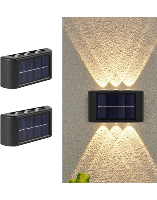 Egonex 6 Ledli Solar Çift Taraflı Duvar Lambası Güneş Enerjili Aydınlatma Dekorasyon Aplik Işık