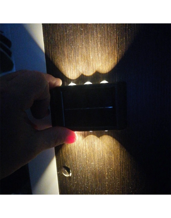 Egonex 6 Ledli Solar Çift Taraflı Duvar Lambası Güneş Enerjili Aydınlatma Dekorasyon Aplik Işık
