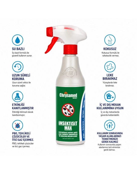 Egonex Chrysamed ( İnsektisit Max ) Sıvı Böcek İlaç Sprey 500ml ( Hamamböcek & Kene & Akrep & Karınca & Tahta Kurusu )*24