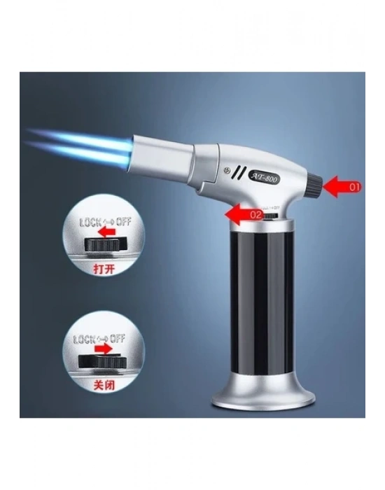 Egonex Çift Torch Doldurulabilir Jet Alev Pürmüz Çakmak AT-800