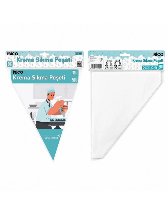 Egonex İbico İ22-151 ( Naylon ) ( 30cm ) ( 50pcs ) ( Krema Sıkma ) ( Poşeti ) Torbası*200