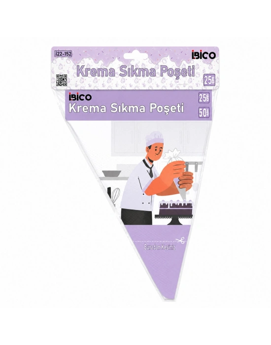 Egonex İbico İ22-152 ( Naylon ) ( 25cm ) ( 50pcs ) ( Krema Sıkma ) ( Poşeti ) Torbası*200