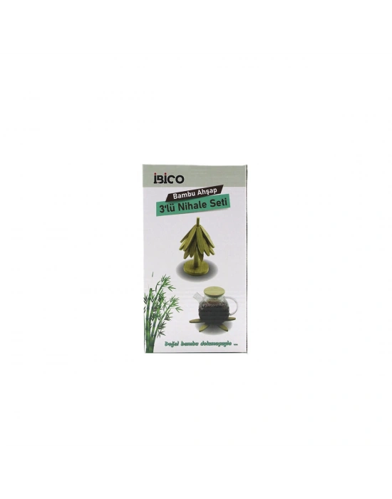 Egonex İbico İ22-320 Standlı=ağaç Model) ( 2pcs ) Ahşap Bambu ( Katlanır ) Nihale ( Yapraklı Çiçek Modeli= Çap: 20cm) )*36