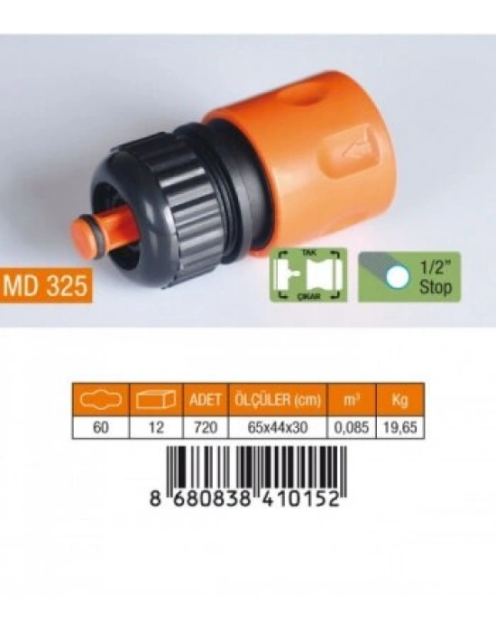 Egonex Medalyan Md-325 ( 1/2 ) Hortum Bağlantı Adaptörü ( Stoplu )*60x12
