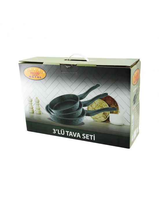 Egonex Nur Işıklar Metal ( 3pcs ) Döküm Tava Seti ( 20-24-28cm )*1