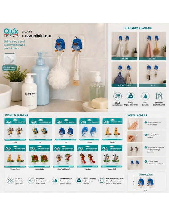 Egonex Qlux L-00465 ( 2pcs ) Harmoni Askı Mix*32x2