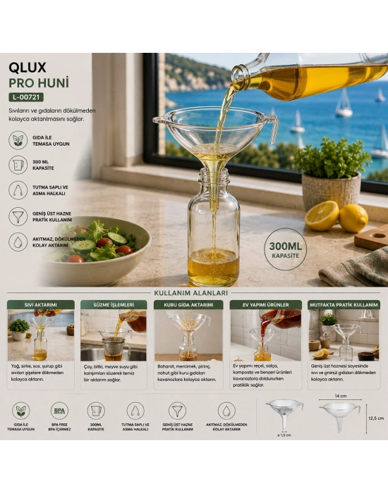 Egonex Qlux L-00721 Pro Şeffaf Huni*36=k