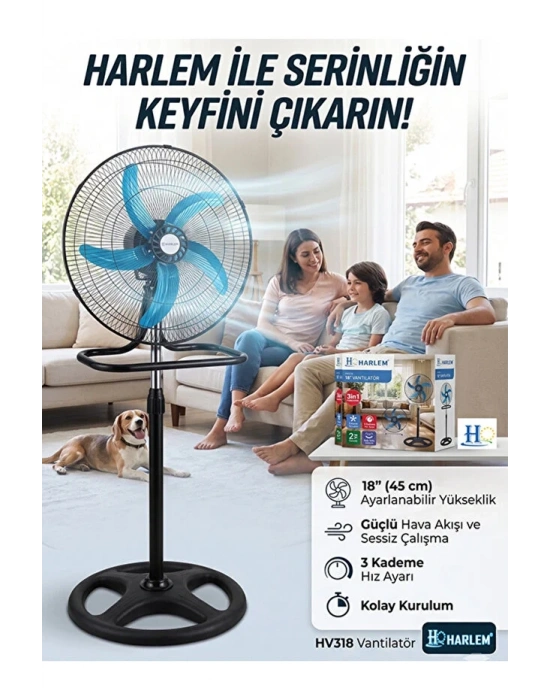 Egonex Sanayi Tipi 18inç Duvar-Masa Ayaklı Vnatilatör 90W