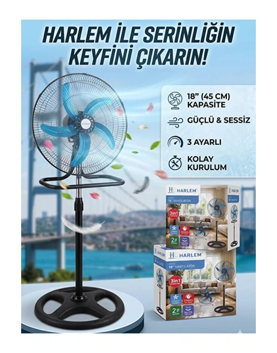 Egonex Sanayi Tipi 18inç Duvar-Masa Ayaklı Vnatilatör 90W