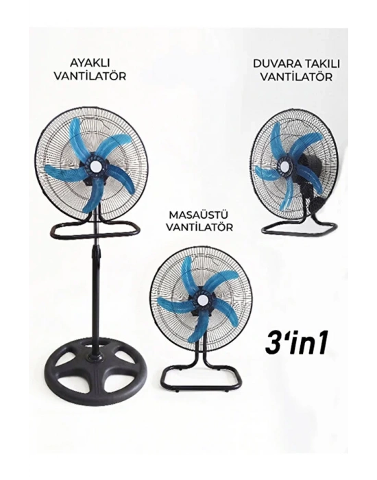 Egonex Sanayi Tipi 18inç Duvar-Masa Ayaklı Vnatilatör 90W