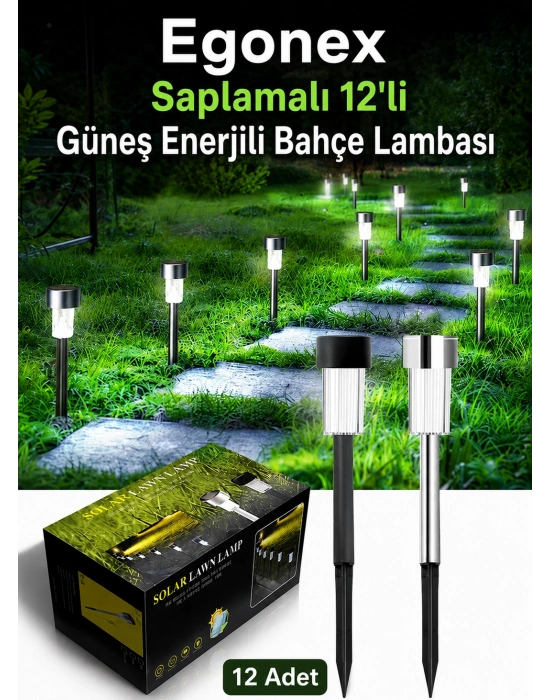 Egonex Saplamalı 12li Güneş Enerjili Bahçe Lambası EGN-1023