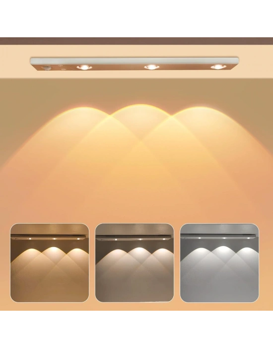 Egonex Sensörlü Şarjlı 3 Farklı Işık Renkli Dimmerli 40cm Ultra Slim Kabin Led