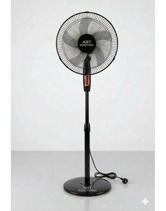 Egonex Siyah 16 İnç Ayaklı Vantilatör 3 Kademeli Yüksek Devirli Motor Hızı Kafesi 41cm