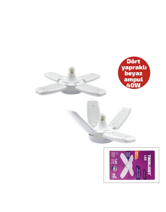 Egonex Thorlıght P-6040b ( 1+4 Kollu & Yapraklı ) ( Pervane Modeli ) Papatya  Beyaz Led Lamba Ampul ( 40w & E27)*27