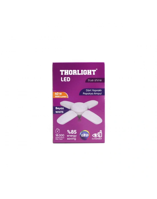 Egonex Thorlıght P-6040b ( 1+4 Kollu & Yapraklı ) ( Pervane Modeli ) Papatya  Beyaz Led Lamba Ampul ( 40w & E27)*27