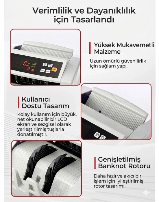 Egonex TL, USD, EUR Karışık Para Sayma Makinesi Geçersiz Para Tespit Özellikli