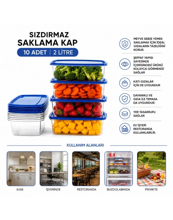 Egonex Wenken Ur-3679 ( 10pcs ) Sızdırmaz Saklama Kap ( 2lt )*16=k