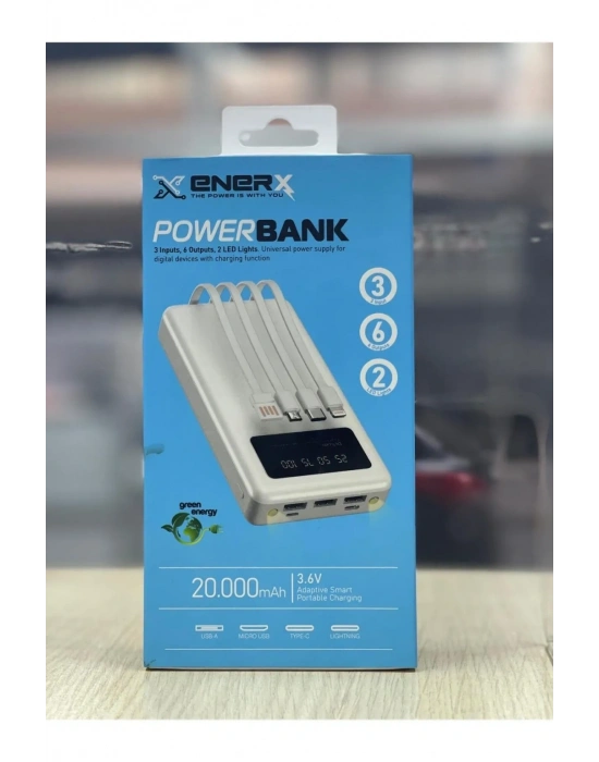 Enerx Enr-p20dc 20000 Mah 2.1 Amper Dahili Kablolu Powerbank Siyah
