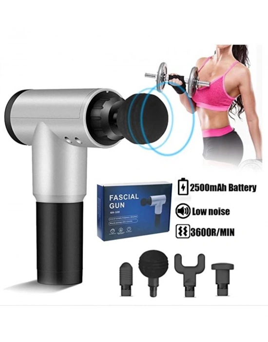 Fascial Gun Rh-320 6 Kademe Hız Ayarlı, 4 Parça Başlıklı, Usb Şarjlı, Masaj Tabanca Aleti