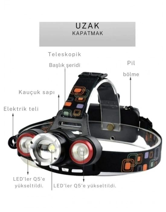 Gold Orion Şarjlı Led Kafa Lambası Or-117