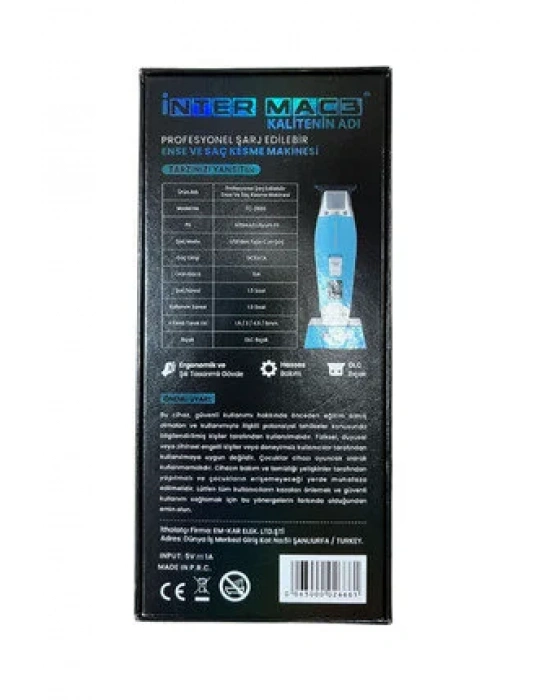 İnter Mac3 İnter Mac3 Profesyonel Şarj Edilebilir Ense Ve Saç Kesme Makinesi
