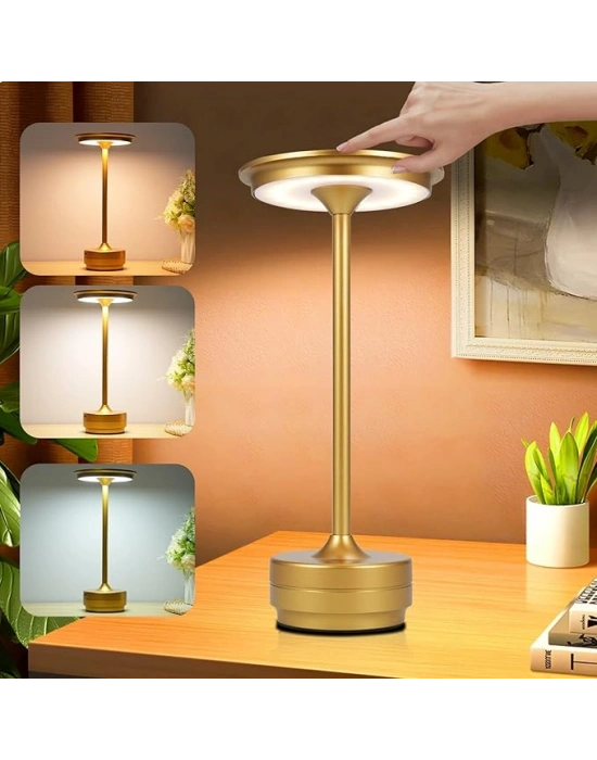 Kablosuz Led Masa Lambası 4000mah Pilli Dokunmatik Kontrollü Led Masa Lambası Komodin Lambası 3 Farklı Işık Rengi Kademesiz Kısılabilir Şarj Edilebilir Bar Restoran Kafe Yatak Odası İçin