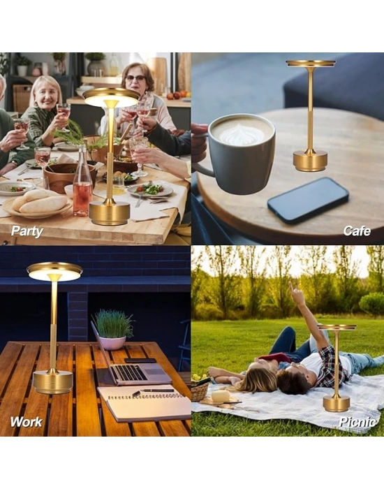 Kablosuz Led Masa Lambası 4000mah Pilli Dokunmatik Kontrollü Led Masa Lambası Komodin Lambası 3 Farklı Işık Rengi Kademesiz Kısılabilir Şarj Edilebilir Bar Restoran Kafe Yatak Odası İçin