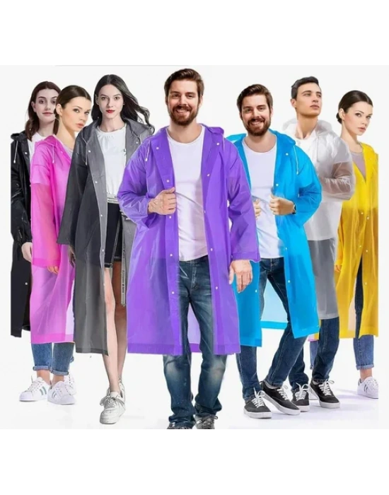 Kadın Erkek Yağmurluk Kapüşonlu Çıtçıtlı Eva Raincoat