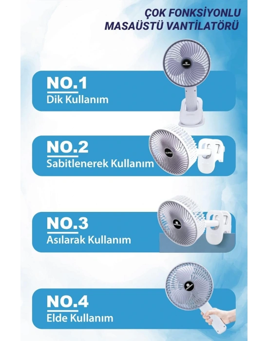 Klipsli Vantilatör & Taşınabilir Fan Şarjlı Fan Bs-5003