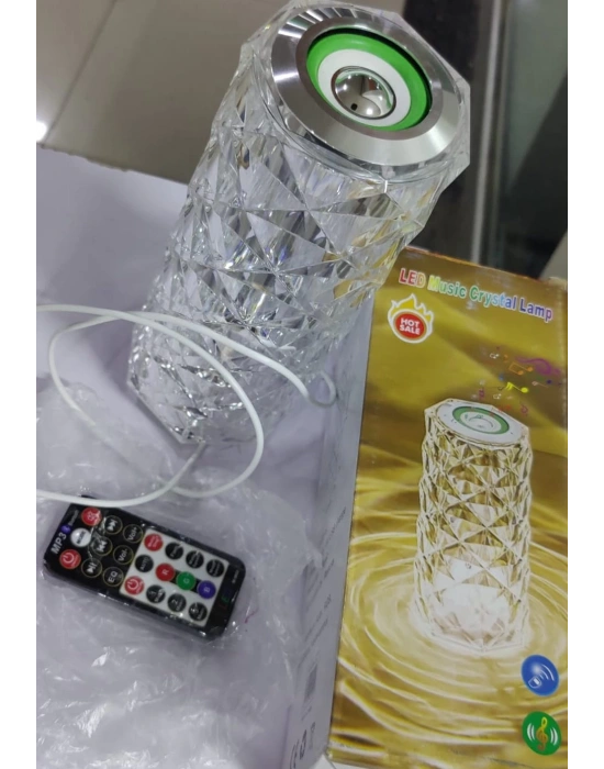 Kristal Masa Lamba Led Bluetooth Hoparlör Uzaktan Kumandalı