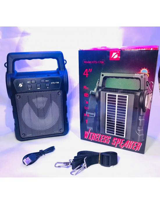 Kts-1706 Taşınabilir Güneş Enerjili Fenerli Bluetooth Hoparlör