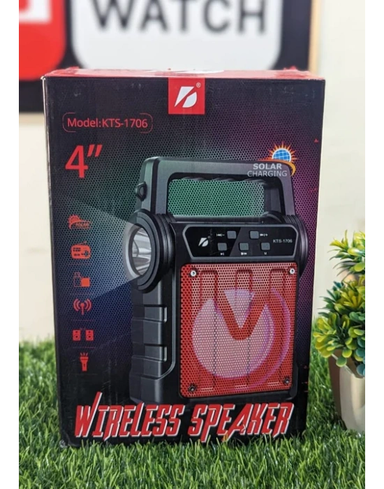 Kts-1706 Taşınabilir Güneş Enerjili Fenerli Bluetooth Hoparlör