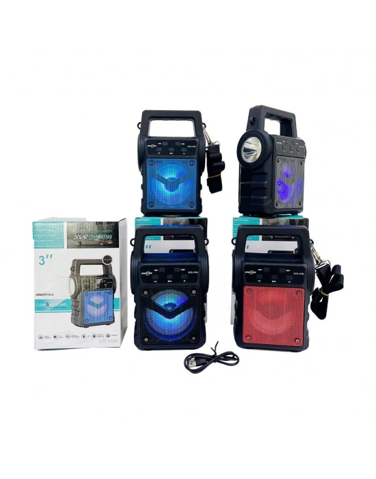 Kts-1706 Taşınabilir Güneş Enerjili Fenerli Bluetooth Hoparlör