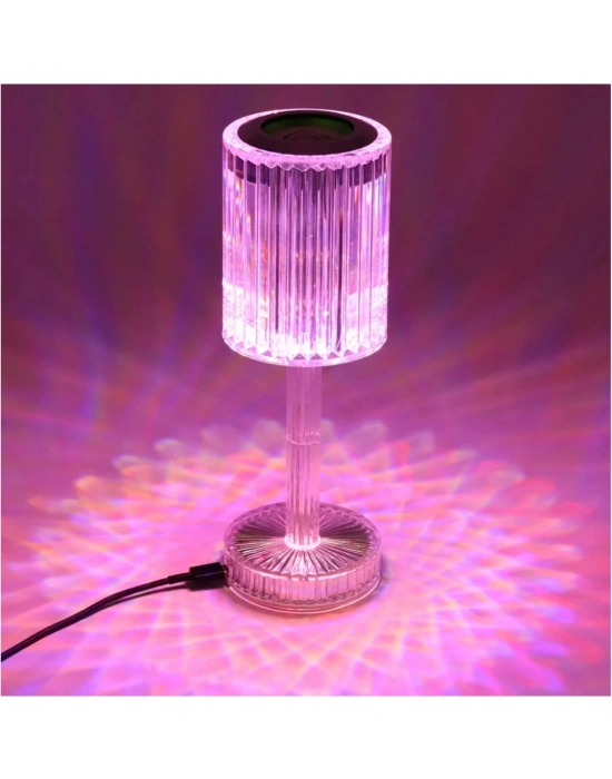 Led Bluetooth Hoparlör Uzaktan Kumandalı Kristal Lamba Masa Lamba