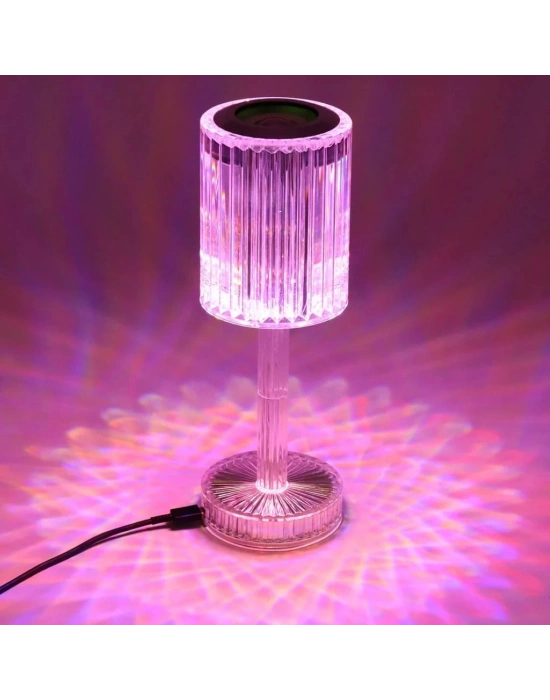 Led Bluetooth Hoparlör Uzaktan Kumandalı Kristal Lamba Masa Lamba