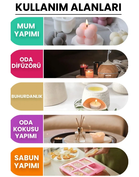 Esansiyel Uçucu Koku Yağı Difüzör Esansı Buhurdanlık Yağı Aromaterapi Yağı 10ml