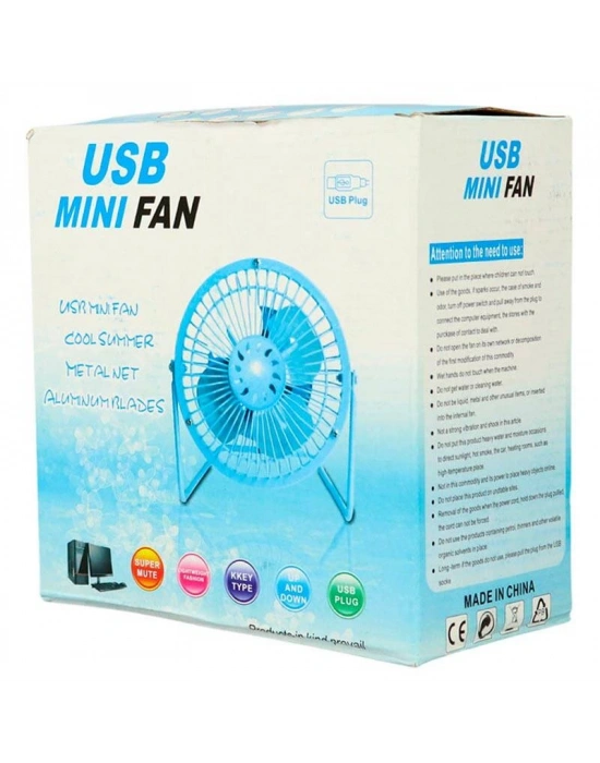 Masaüstü Metal Mini Fan Vantilatör Usb Girişli 20 Cm Çap