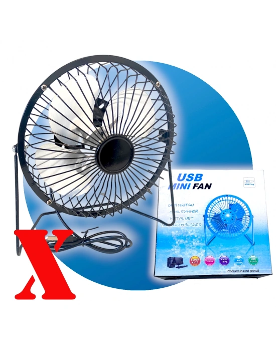 Masaüstü Metal Mini Fan Vantilatör Usb Girişli 20 Cm Çap