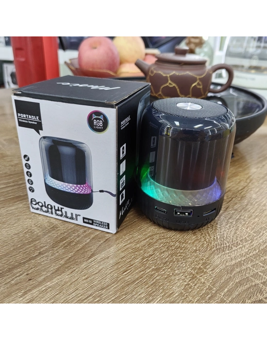 MAX-19 şeffaf RGB işık Mini BT hoparlör kablosuz aktif Subwoofer Stereo bas Mini hoparlör