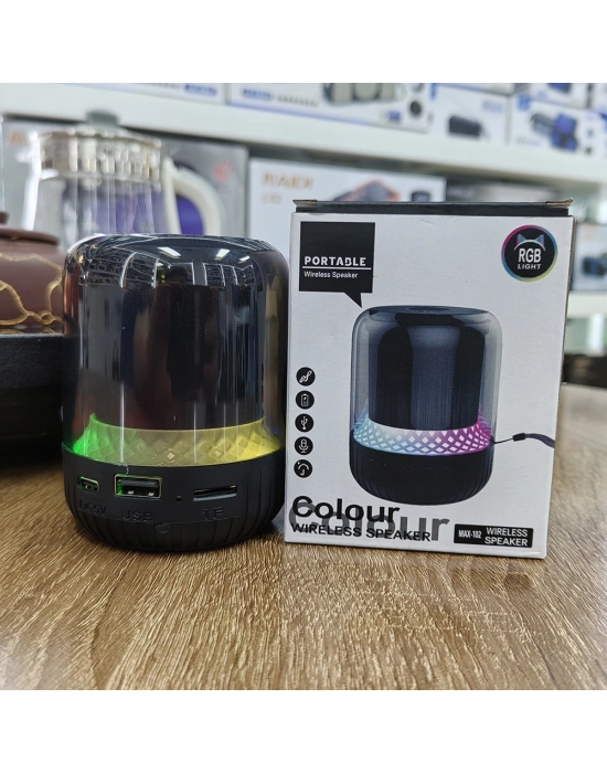 MAX-19 şeffaf RGB işık Mini BT hoparlör kablosuz aktif Subwoofer Stereo bas Mini hoparlör