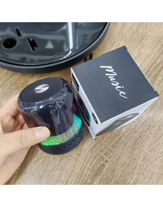 MAX-19 şeffaf RGB işık Mini BT hoparlör kablosuz aktif Subwoofer Stereo bas Mini hoparlör