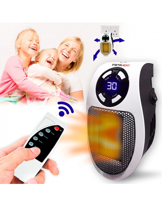 Priz Tipi Uzaktan Kumandalı Taşınabilir Isıtıcı Zamanlayıcı - Otomatik Kapanma 500w