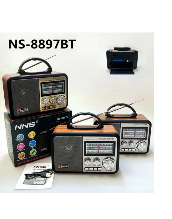 Nns Ns-8897 Orta Boy Retro, Nostaljik, Ahşap Tasarım Radyo