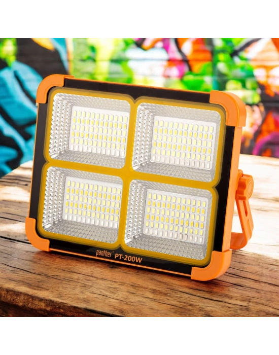 Panther Pt-200w Usb Şarjlı Solar Projektör